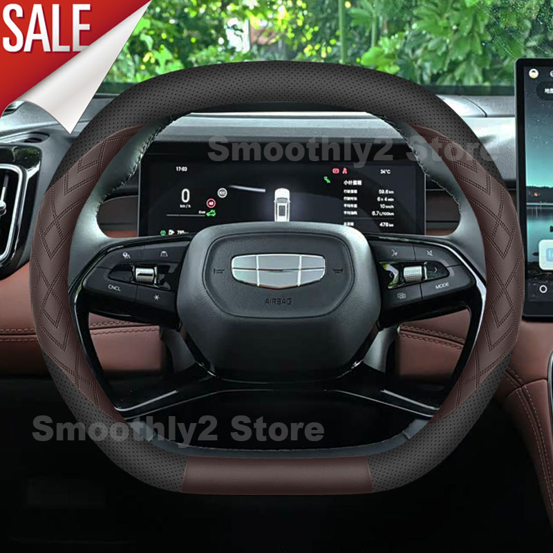 Car Steering Wheel Cover Anti Slip Breathable - Skórzana osłona na kierownicę do samochodów
