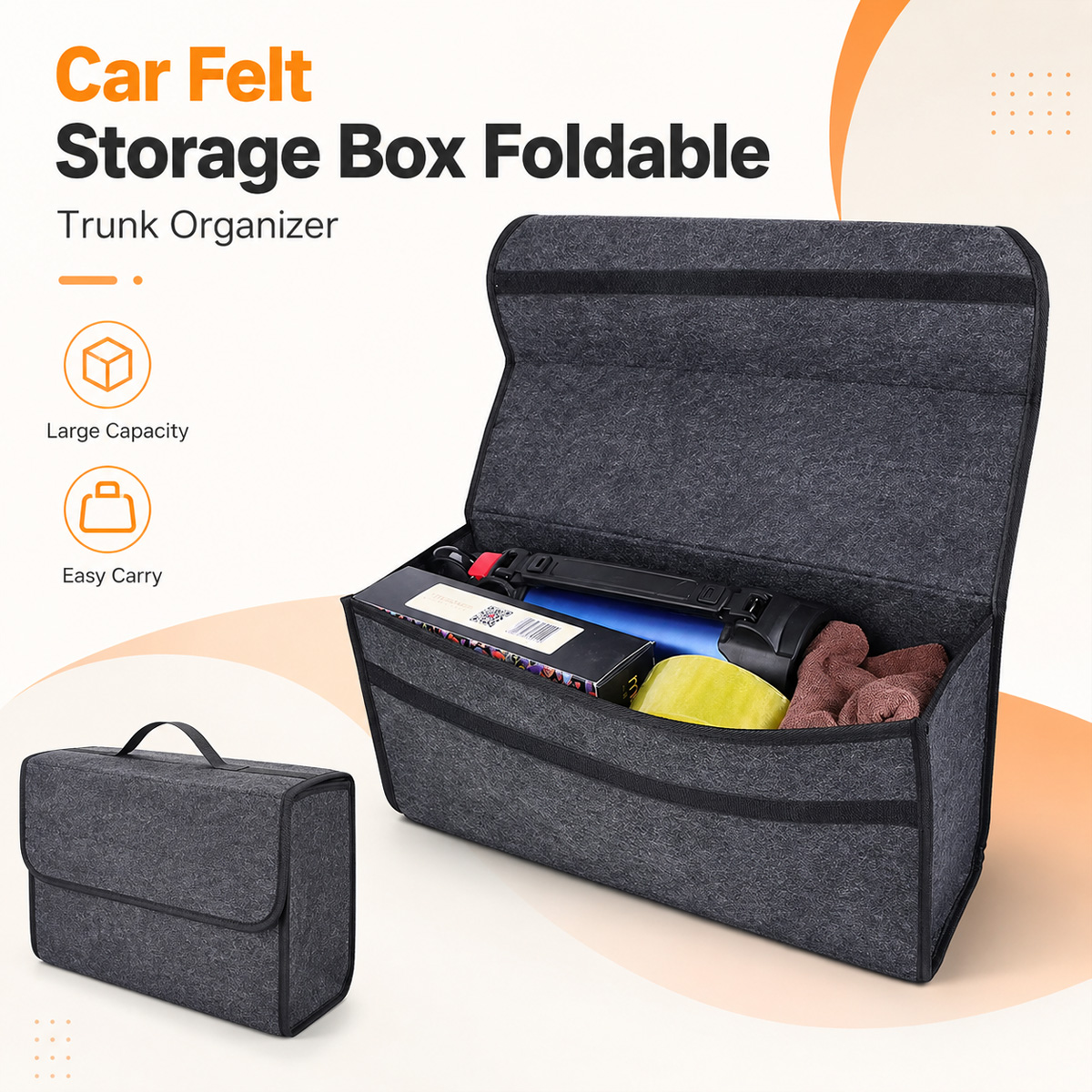 Car Trunk Organizer Foldable Storage Box - YONGRUN Składany Filcowy Organizer Samochodowy do
